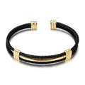 Bracciale intrecciato minimalista da 10MM in acciaio inossidabile bicolore nero e oro - Oro Nero