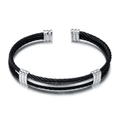 Bracciale rigido da 10mm in acciaio inossidabile con cavo intrecciato nero e argento - Canna di Fucile