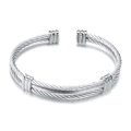 Bracciale a polsino aperto 10mm in acciaio inossidabile argento con design a cavo ritorto - Color Acciaio