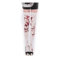 Halloween blood stained white over knee stockings for skeleton nurse costume accessory - One Size / White (Bloodstain Print)