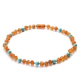 Collier en ambre pour bébé avec perles turquoise et pierres d'ambre naturelles - Collier d'Ambre et Turquoise
