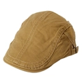 Classic khaki flat cap in durable twill fabric with triple stitched brim detail - Adjustable / Khaki