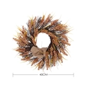 Ghirlanda del Ringraziamento da 45cm con spighe di grano, baccelli e fiocco di iuta su bianco - Ghirlanda del raccolto Modello A - 45cm