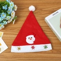 Luminous Santa Claus Christmas hat in red brushed fabric with colorful snowflake decor - Cartoon Santa Claus Brushed Hat for Adults (Non-LED)
