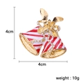 Christmas double bell brooch with red and white enamel stripes and gold bow finish - Striped Bell