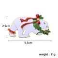 Polar bear Christmas brooch with white enamel, red bow and holly leaf detail - Polar Bear
