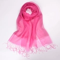 Elegant rose red silk organza scarf with gold tassels and lightweight sheer texture - Rose Red