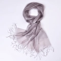 Elegant shimmer grey-purple silk organza shawl with gold tassels for spring and autumn - Silver Grey