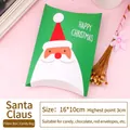 Forest green Christmas pillow gift box with Santa Claus print for sweets and treats - Snowman