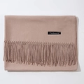 Light brown cashmere scarf with classic tassel edges and soft winter texture - Light Camel
