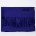 Thick royal blue cashmere scarf with elegant tassels and stitched fabric label - Royal Blue