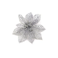 Detail of 15cm silver Christmas poinsettia with glitter mesh petals for tree DIY - 15CM / Silver