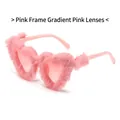Occhiali da sole a cuore in peluche rosa con lenti sfumate rosa per un look alla moda - Montatura Rosa / Lenti Rosa