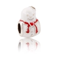 Christmas snowman charm with red scarf and white enamel for DIY bracelets - Snowman