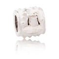 Macro shot of silver deer charm bead with white enamel for DIY Christmas bracelet - White Deer Embossed Style (10)