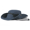 Cappello da sole in cotone blu scuro a tesa larga con rete e cinturino regolabile - Blu navy