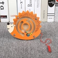 Hedgehog-shaped wooden magnetic maze toy with colorful beads and a magnetic stylus pen - Hedgehog