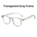 Monture de lunettes TR90 gris transparent avec rivets et un design minimaliste moderne - Gris fumé