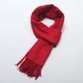 Bright red brushed cashmere-feel scarf with elegant tassels and twill weave pattern - Burgundy