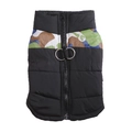 Waterproof black pet puffer vest with camouflage pattern and double D-ring attachment - Semi-Camo Cyan
