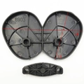 Detail view of black plastic Christmas doll telescopic rod base parts with size markings - 903 Conjoined Twins 18*11