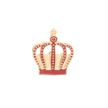 Close-up of a crown brooch with gold alloy finish and red enamel cross detail - Red Crown