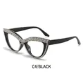 Occhiali da sole cat-eye nero C4 con montatura decorata con strass luccicanti - Montatura Nera Strass Lente Trasparente