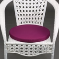Plum purple round waterproof outdoor seat cushion with fabric texture on white rattan chair - Purple