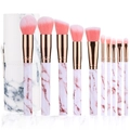 10-piece marble makeup brush set with rose gold accents and matching storage bucket - Cylinder Case / Pink