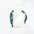 White velvet drawstring jewelry pouch with green satin ribbon for gift packaging - White Velvet Bag 6*8CM
