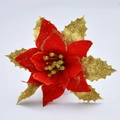 Sparkling red and gold artificial Poinsettia flower for Christmas tree decorations - Red