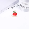 Christmas bell charm in red and white enamel with golden metal trim for DIY jewelry - No.15 Bell
