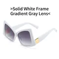 Oversized white butterfly bow sunglasses with gradient gray lenses and gold accents - White Frame Gradient Grey Lens
