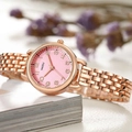 Elegante Roségold-Quarzuhr für Damen mit rosa Zifferblatt und glänzendem Metallarmband - Roségold Armband Rosa Zifferblatt