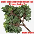 Artificial banyan branch with 41 green leaves and brown stem for outdoor decoration - Sunproof Banyan for Outdoor Use