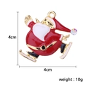 Christmas Santa Claus skating brooch pin in red and white enamel with gold base - Skating Santa Claus