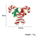 Christmas candy cane brooch with red and green bow ties in classic alloy design - Double Bow Candy Cane