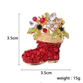 Sparkling Christmas stocking brooch pin with red and green rhinestones in golden finish - Rhinestone Christmas Boot