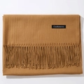 Thick camel cashmere scarf with elegant tassels for winter warmth and comfort - Caramel