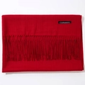 Classic red cashmere feel winter scarf featuring long tassels and soft knitted texture - Wine Red