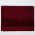 Deep red cashmere scarf with tassels, thick warm winter wrap shown in a folded layout - Burgundy
