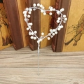 Silver wire heart-shaped cake topper with white pearls and crystals for princess party - 213 Cake Topper Silver