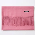 Pink cashmere feel scarf with tassel design and elegant woven label for women - Dusky Pink