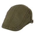 Béret vintage vert olive en coton avec coutures contrastées et boucle en métal - Réglable / Vert Militaire