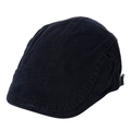 Detail of navy cotton flat cap showing reinforced stitching and adjustable metal buckle - Adjustable / Navy Blue