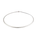 Collana girocollo minimalista in catena piatta a serpente da 4mm argentata con texture - Stile A Acciaio (KN33839-Z) / 45cm