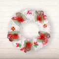 Gefrosteter weißer Weihnachtskranz mit roten Schleifen und Sternen für festliche Dekoration - 40cm-Kein Licht