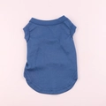 Gilet en coton bleu foncé pour animaux avec ourlet arrondi sur fond rose - Bleu foncé