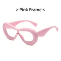 Stylish pink wrap-around glasses frame with trendy thick wavy design for women - Pink Frame
