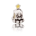 Macro view of Christmas tree charm with silver finish and yellow star for DIY bracelets - Vintage Christmas Tree